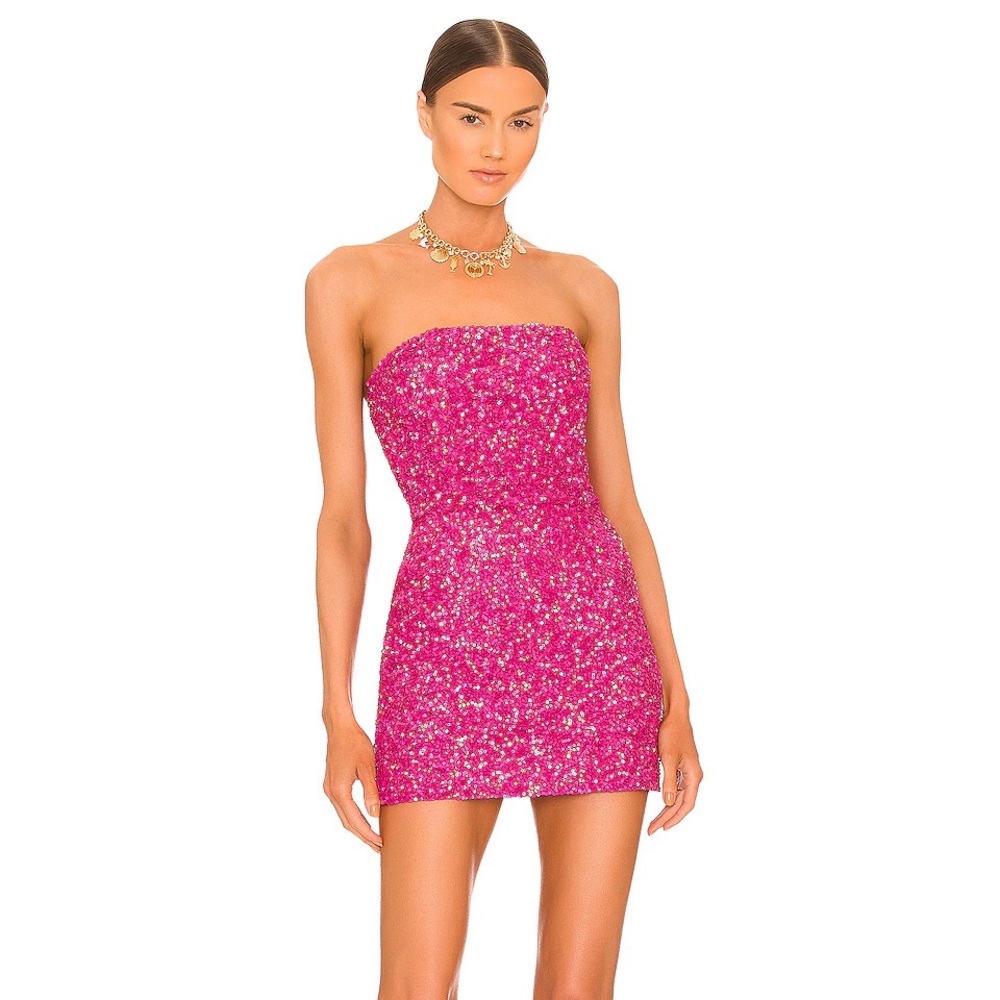 Retrofete Heather Strapless Mini Dress in Fuschia XS